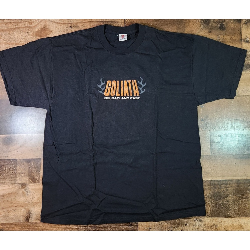 Vintage Six Flags Goliath Shirt Mens XL Black Rollercoaster Y2K Big Bad Fast